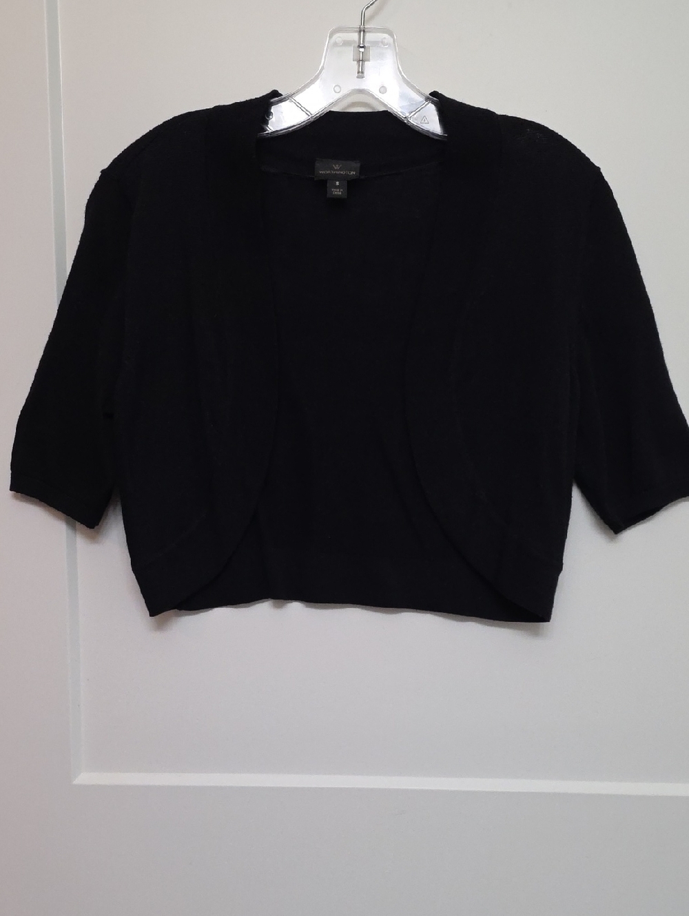 Talbots Black Cropped Open-Front Shrug - Picture 2 of 9